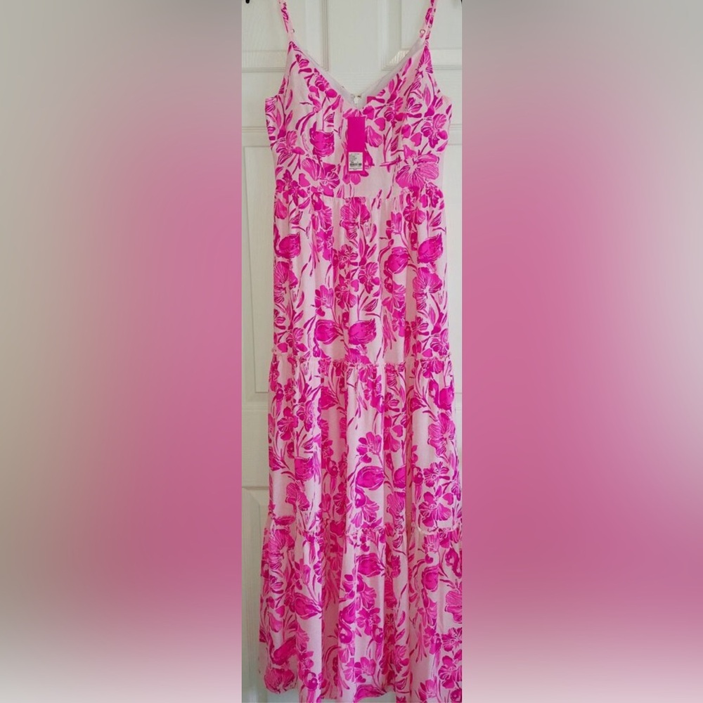 Lilly Pulitzer Melody Maxi Dress, Coral Reef Tint Flamingle, Size 14, NWOT
